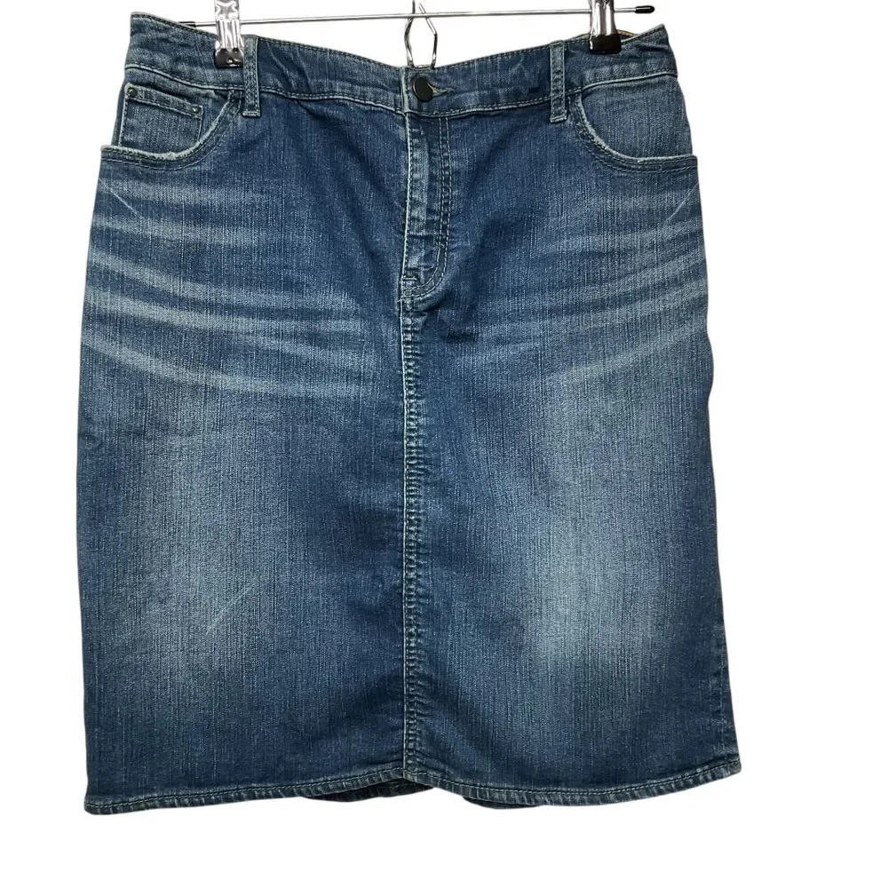 Pilcro Anthropologie Classic Denim Pencil Skirt Size 28‎ Back Ruffle High Waist